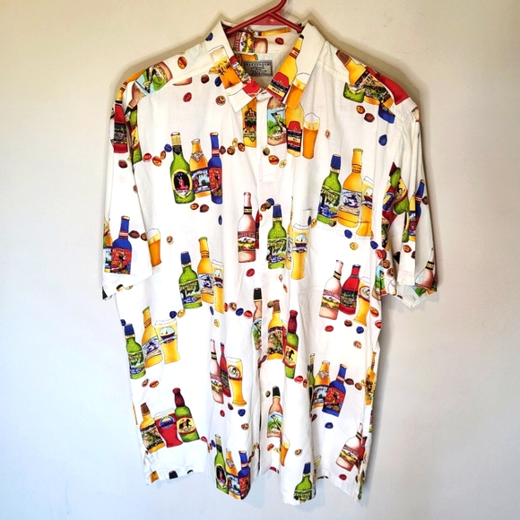 Vintage Weekend Traveler Button Down Short Sleeve Beer Primt Shirt Size XXL - 10 - Picture 1 of 10